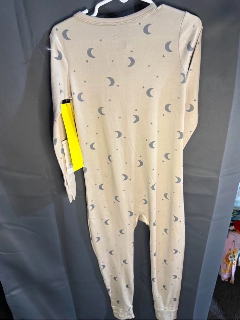 Cloud island Moon Print Beige Kids Zip-Front One-Piece Pajamas 5t